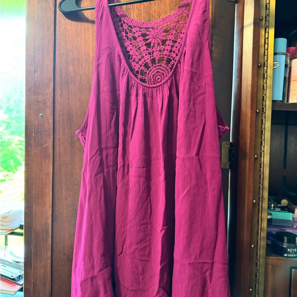 Lane Bryant Fuchsia Lace Tank Top